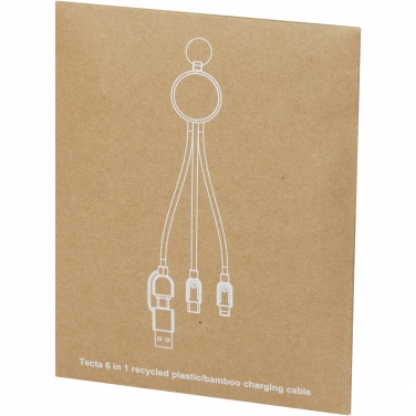 Logotrade Werbeartikel das Foto: Tecta  6-in-1 Ladekabel mit Schlüsselring aus recyceltem Kunststoff und Bambus
