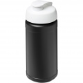 Baseline 500 ml recycelte Sportflasche mit Klappdeckel, Einfarbig schwarz / weiß
