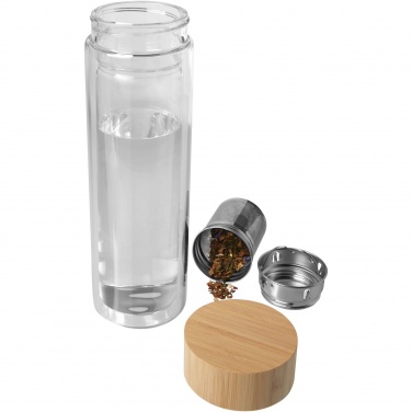 Logotrade Geschäftsgeschenke das Foto: Bailey 400 ml Flasche aus Borosilikatglas mit Infuser und Bambusdeckel
