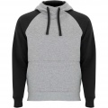 Badet zweifarbiger Kapuzenpullover Unisex, Grau meliert / Tiefschwarz