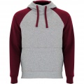 Badet zweifarbiger Kapuzenpullover Unisex, Grau meliert / Granatrot