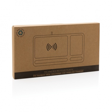 Logotrade Logogeschenke das Foto: Bambus Desk Organizer mit 10W Wireless Charger