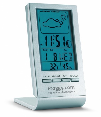 Logotrade Geschäftsgeschenke das Foto: Wetterstation mit blauem LCD