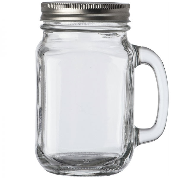 Logotrade Geschäftsgeschenke das Foto: Trinkglas mit Henkel und Deckel TREVISO 450 ml