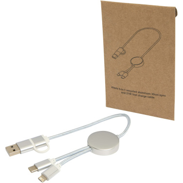 Logotrade Logogeschenke das Foto: Alasia 30 cm 5-in-1 Kabel aus recyceltem Kunststoff für Datenübertragung und 27W Schnellladung