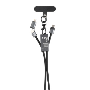 Logotrade Firmengeschenke das Foto: Terra duales Ladekabel aus RCS recyceltem PET mit Lanyard