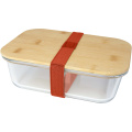 Roby Glas-Brotdose mit Bambusdeckel, Ziegel
