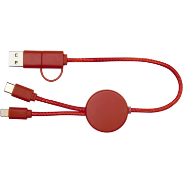 Logotrade Werbegeschenke das Foto: Citala 30 cm 5-in-1 Kabel aus recyceltem Kunststoff für Datenübertragung und 27W Schnellladung