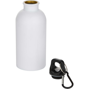 Logotrade Firmengeschenke das Foto: Oregon 400 ml RSC-zertifizierte einwandige Sublimation Trinkflasche aus recyceltem Edelstahl mit Karabinerhaken