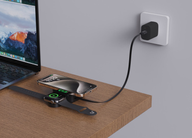 Logotrade Logogeschenke das Foto: Urban Vitamin Goleta 2-in-1 15W Magnetic Wireless Charger