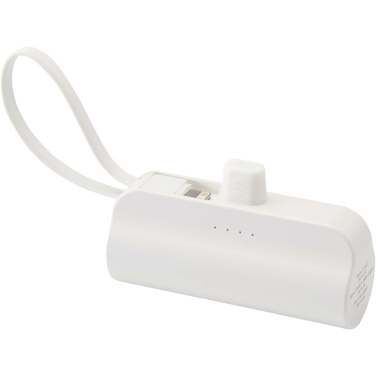 Logotrade Firmengeschenke das Foto: Alnair 10 W 5000 mAh Typ C Powerbank aus recyceltem Kunststoff mit integriertem Klappständer und 2 in 1 Kabel