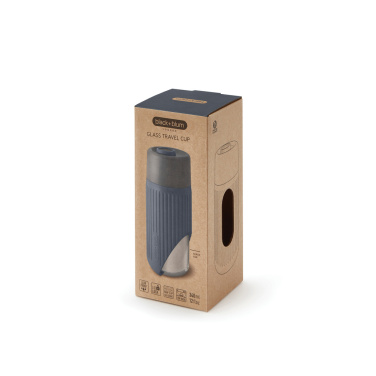 Logotrade Werbeartikel das Foto: Black+Blum Glas-Reisebecher 340ml
