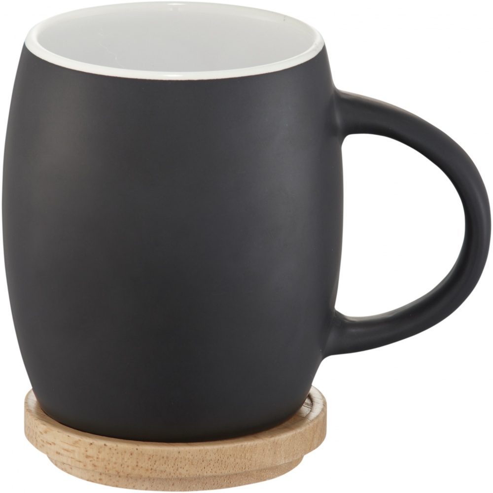 Logo trade promotional item photo of: Hearth 400 ml ceramic mug with wooden coaster