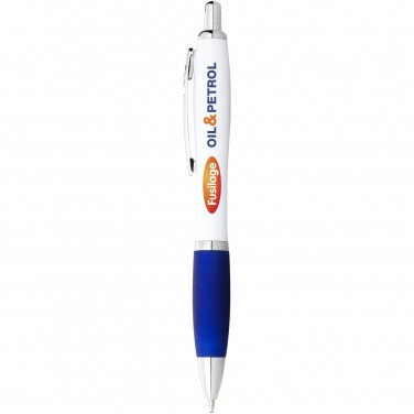 Logotrade promotional item picture of: Nash ballpoint pen with white barrel and coloured grip