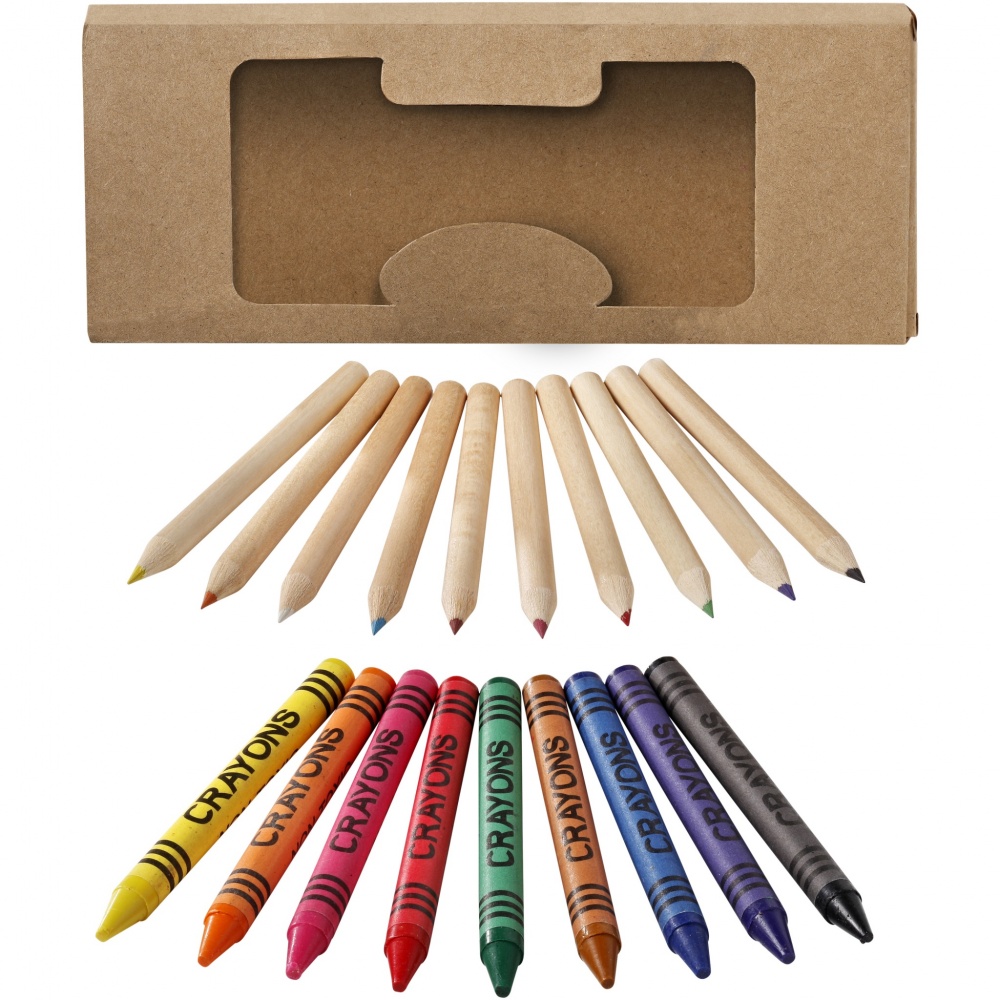 Logo trade business gift photo of: Lucky 19-piece coloured pencil and crayon set