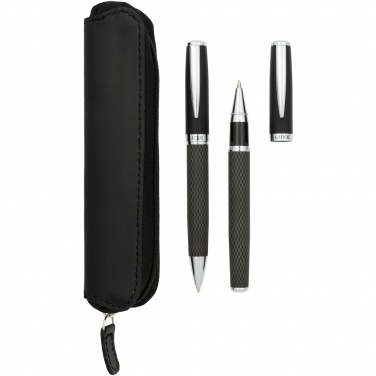 Logo trade promotional giveaway photo of: Carbon duo pen gift set with pouch