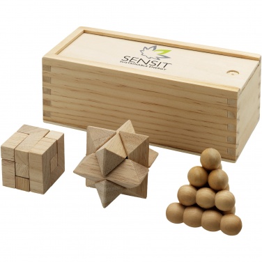 Logo trade promotional gifts picture of: Brainiac 3-piece wooden brain teaser set