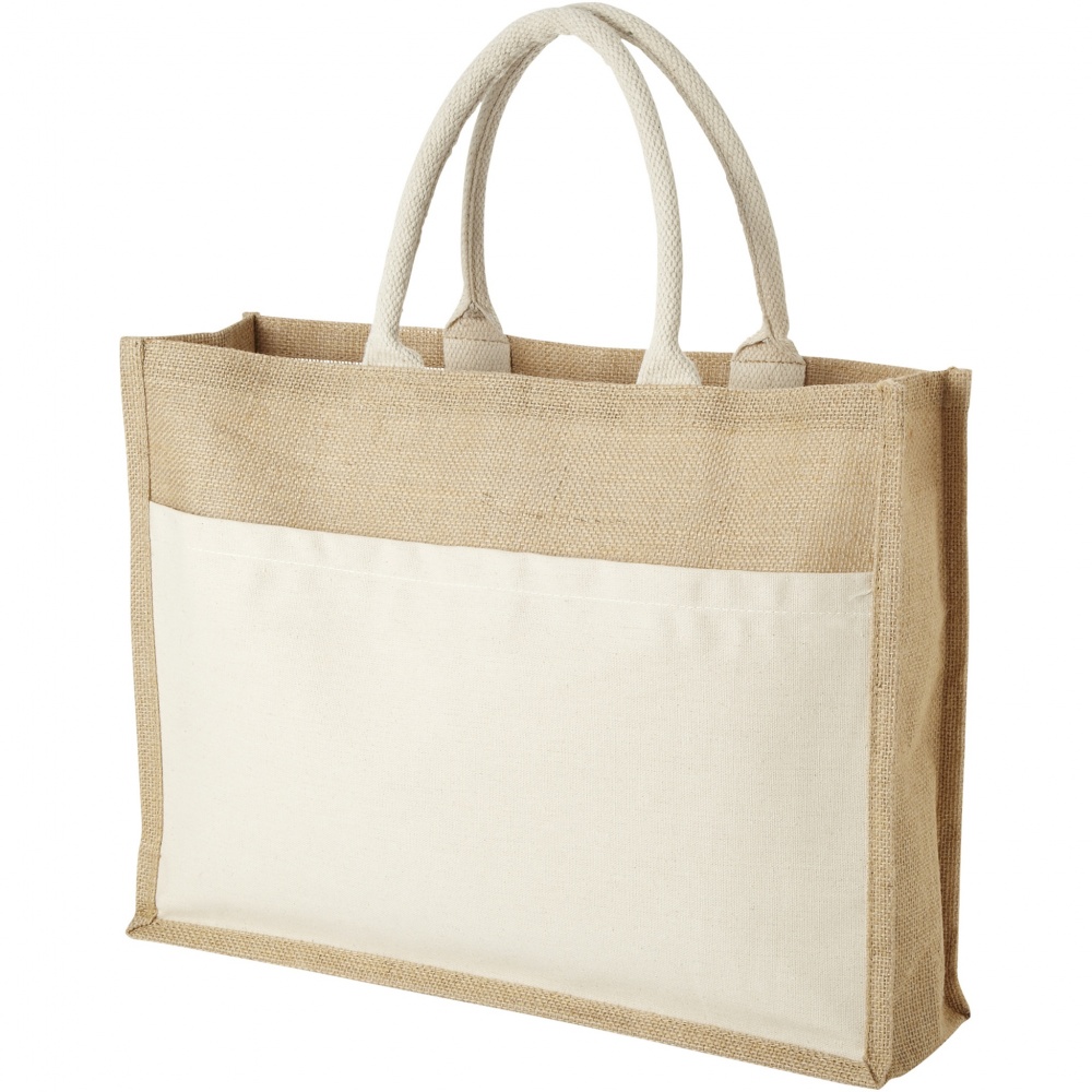 Logotrade promotional merchandise photo of: Mumbay cotton pocket jute tote bag 18L