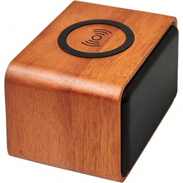 Logo trade promotional products image of: Wooden 3W speaker with wireless charging pad