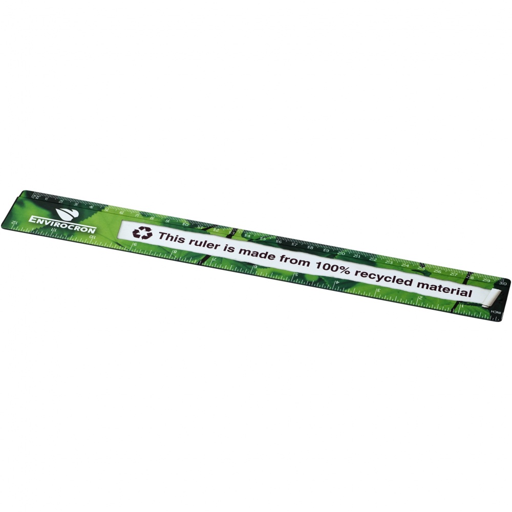 Logo trade promotional merchandise picture of: Terran 30 cm ruler from 100% recycled plastic