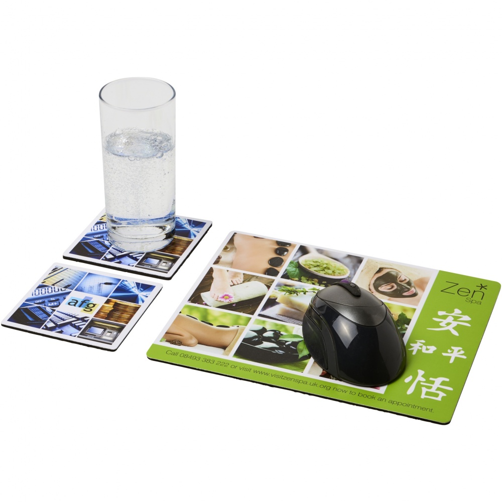 Logotrade promotional item picture of: Q-Mat® mouse mat and coaster set combo 3