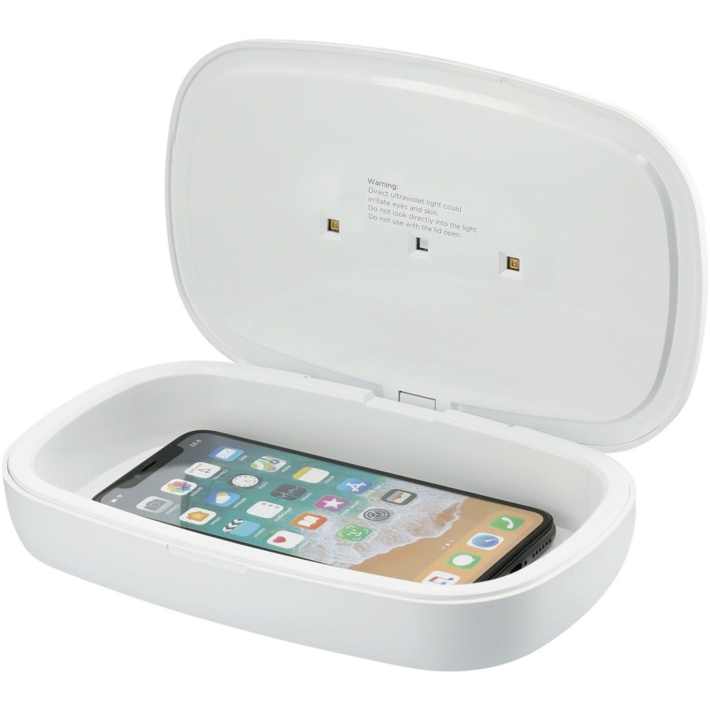 Logo trade corporate gifts picture of: Capsule UV smartphone sanitizer with 5W wireless charging pad