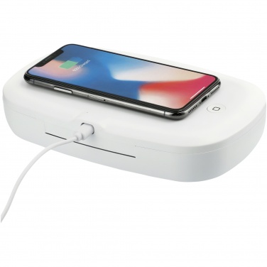 Logotrade promotional giveaways photo of: Capsule UV smartphone sanitizer with 5W wireless charging pad