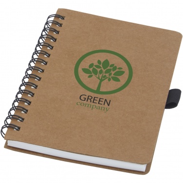 Logo trade promotional merchandise photo of: Cobble A6 wire-o recycled cardboard notebook with stone paper