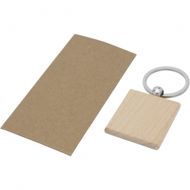 Logo trade business gifts image of: Gioia beech wood squared keychain