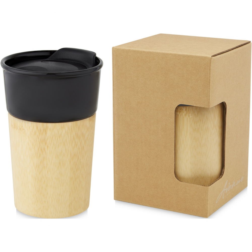 Logo trade business gift photo of: Pereira 320 ml porcelain mug with bamboo outer wall