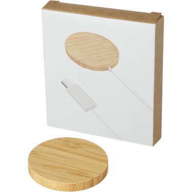 Logo trade business gift photo of: Atra 10W bamboo magnetic wireless charging pad