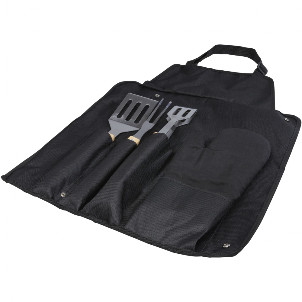 Logo trade promotional merchandise image of: Gril 3-piece BBQ tools set and glove 