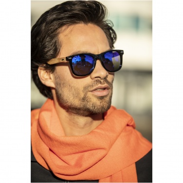 Logo trade promotional item photo of: Hiru rPET/wood mirrored polarized sunglasses in gift box