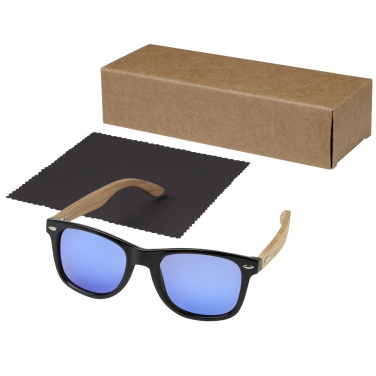 Logo trade promotional merchandise photo of: Hiru rPET/wood mirrored polarized sunglasses in gift box