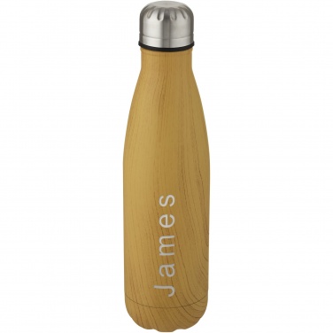 Logo trade business gifts image of: Cove 500 ml vacuum insulated stainless steel bottle with wood print