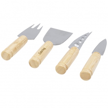 Logo trade advertising products image of: Cheds 4-piece bamboo cheese set