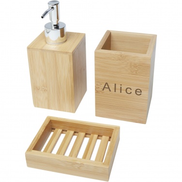 Logotrade advertising product image of: Hedon 3-piece bamboo bathroom set