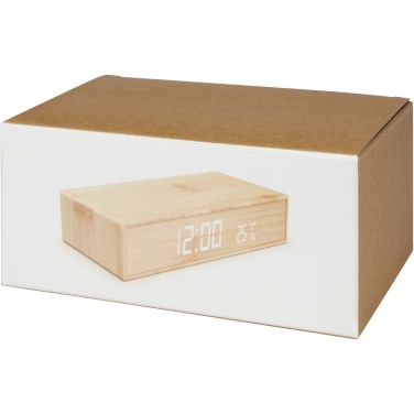 Logo trade promotional giveaways picture of: Minata bamboo wireless charger with clock