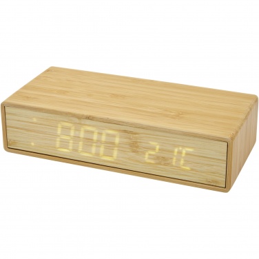 Logo trade promotional item photo of: Minata bamboo wireless charger with clock