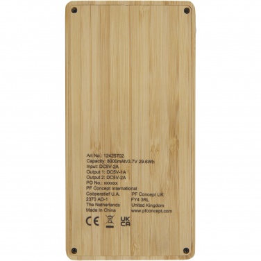 Logotrade corporate gift picture of: Alata 8000 mAh bamboo solar power bank