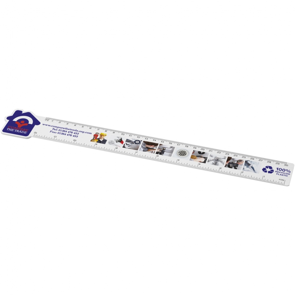 Logotrade promotional product image of: Tait 30cm house-shaped recycled plastic ruler