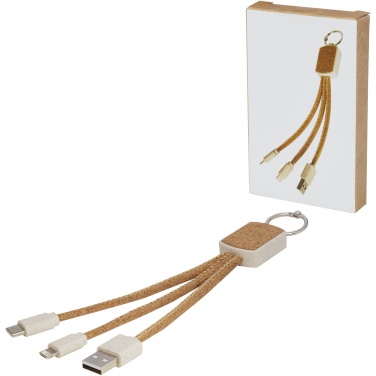 Logo trade promotional items image of: Bates wheat straw and cork 3-in-1 charging cable