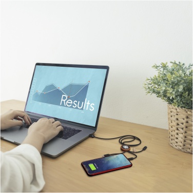 Logo trade corporate gifts image of: SCX.design C36 3-in-1 rPET light-up logo extended charging cable with round bamboo casing