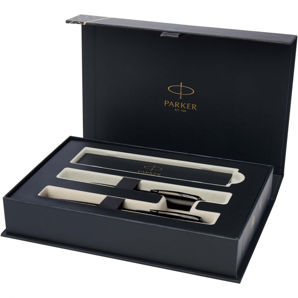 Logo trade corporate gift photo of: Parker IM achromatic ballpoint and rollerball pen set with gift box