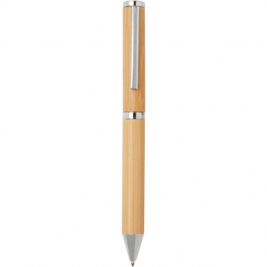 Logo trade promotional giveaway photo of: Apolys bamboo ballpoint and rollerball pen gift set 