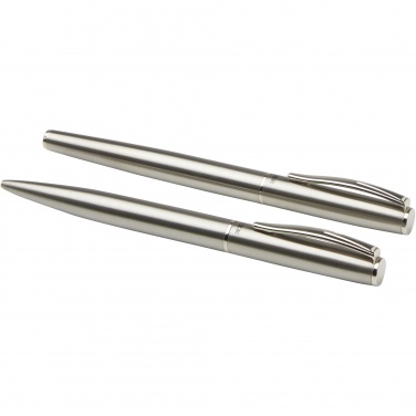 Logo trade advertising product photo of: Didimis recycled stainless steel ballpoint and rollerball pen set
