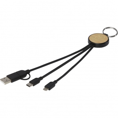 Logotrade promotional merchandise photo of: Tecta 6-in-1 recycled plastic/bamboo charging cable with keyring