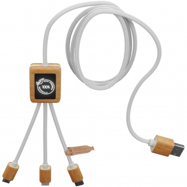 Logotrade promotional giveaways photo of: SCX.design C39 3-in-1 rPET light-up logo charging cable with squared bamboo casing