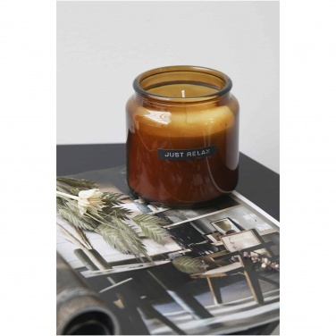Logo trade promotional item photo of: Wellmark Let's Get Cozy 650 g scented candle - cedar wood fragrance