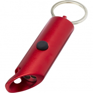 Logo trade promotional merchandise image of: Flare RCS recycled aluminium IPX LED light and bottle opener with keychain